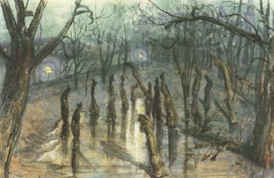 Stanislaw Ignacy Witkiewicz The Planty Park by Night-Straw-Men (mk19) oil painting image